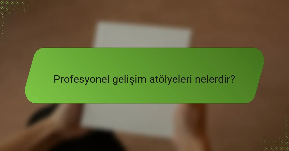 Profesyonel gelişim atölyeleri nelerdir?